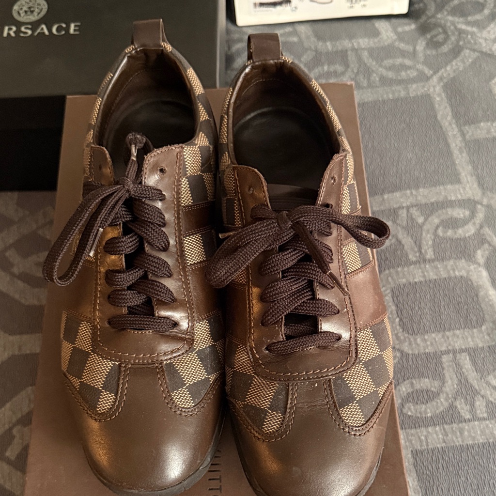 Louis Vuitton Brown Checkered Leather Derby Sneakers